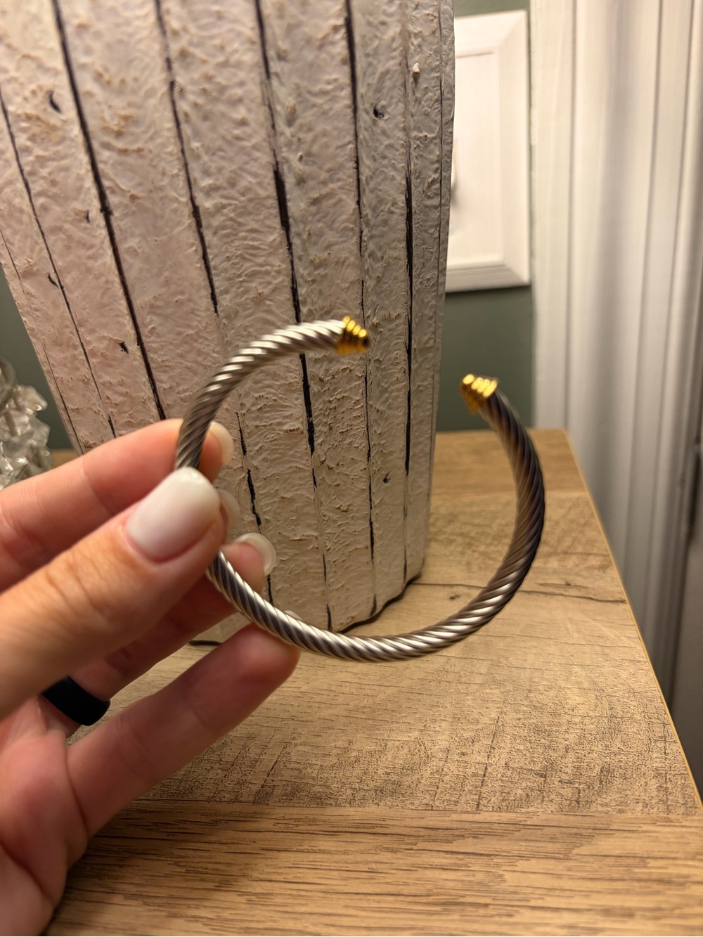 Twisted Cable Cuff Bracelet with Gold Accents